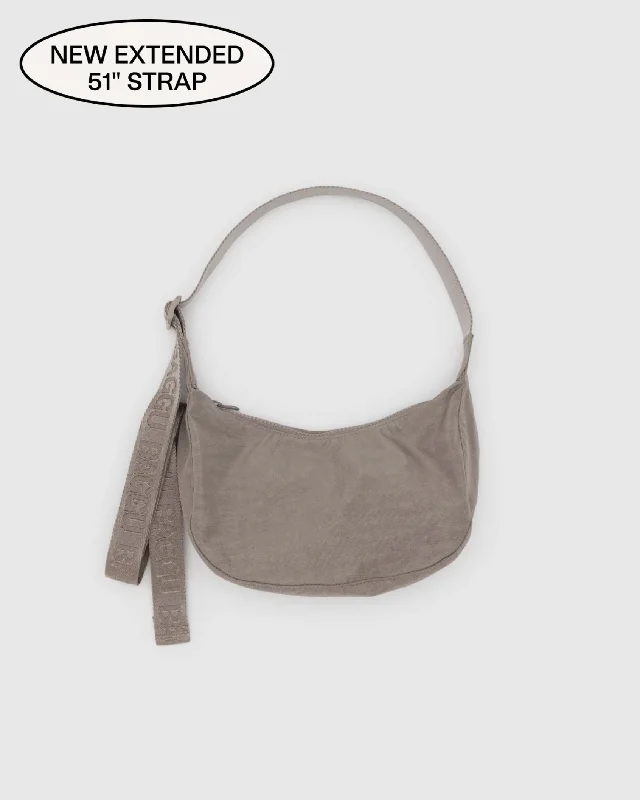 BAGGU Small Nylon Crescent Bag in Dove