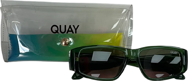 QUAY Deep Green Frame / Brown Lens Sunglasses in case