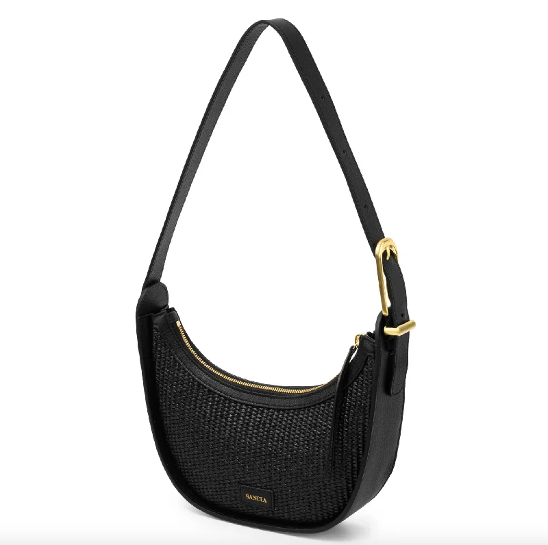 SANCIA The Luna Bag in Black Raffia