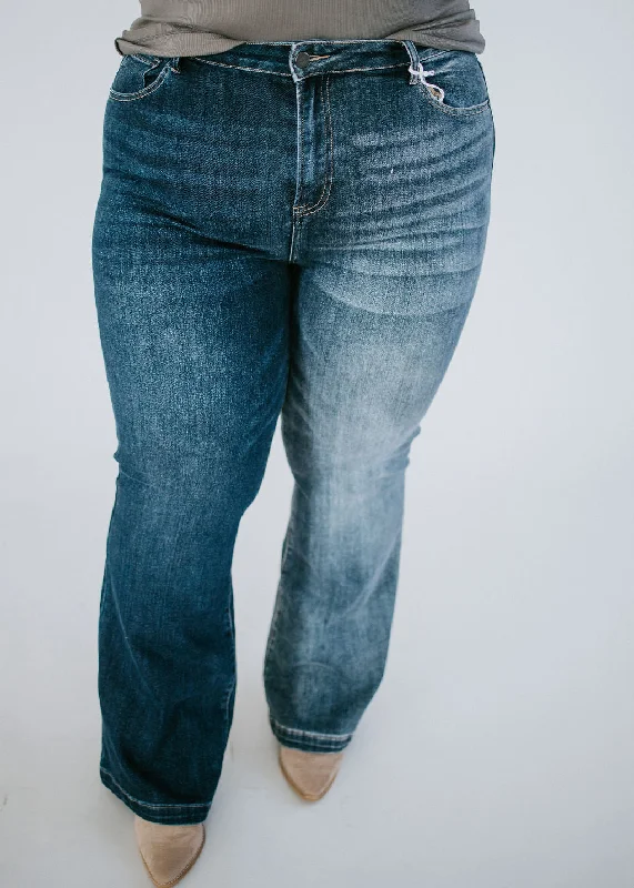 Curvy Alaina Two Tone Flare Jean