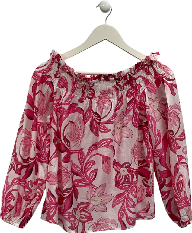 H&M Pink Off The Shoulder Floral Print Top UK S