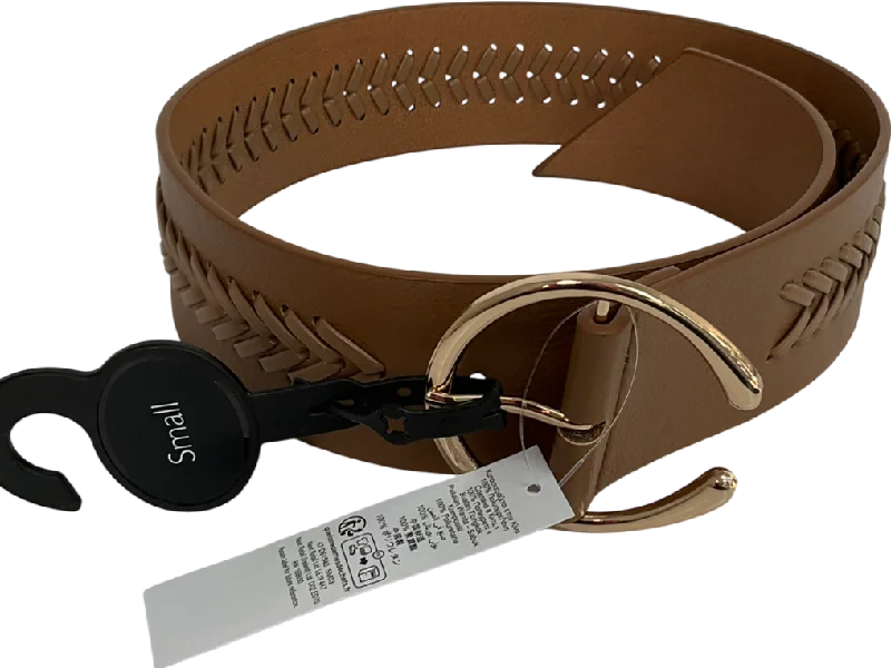 Next Tan Brown Plait Detail Wide Belt UK S