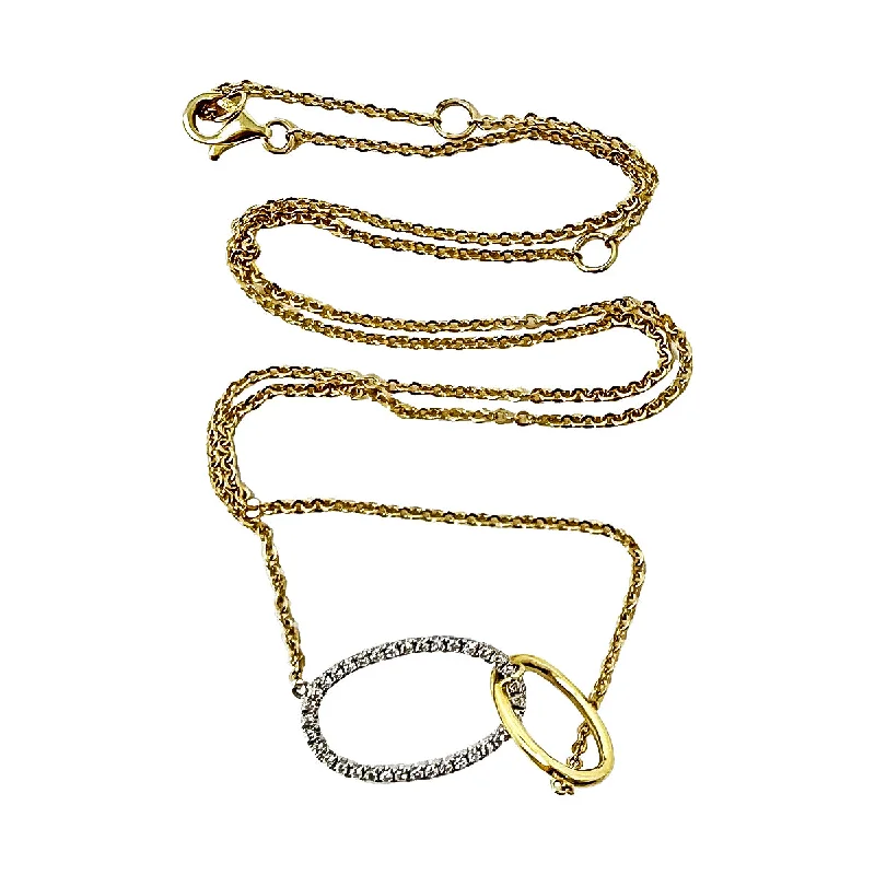 14K Gold Double Oval Diamond Embellished Link Necklace