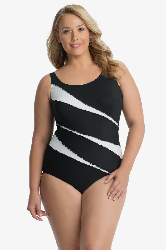 Plus Size Colorblock Helix One Piece Swimsuit