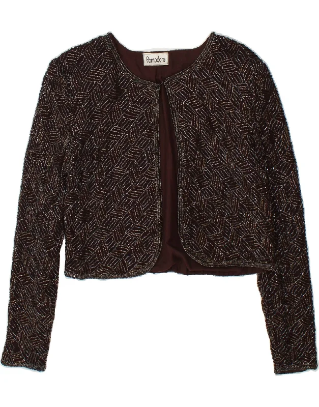 POMODORO Womens Bolero Jacket UK 14 Medium Brown Viscose