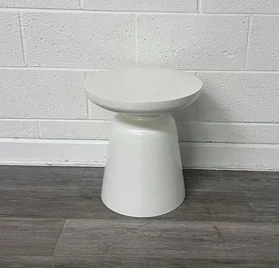 White Molded Metal End Table