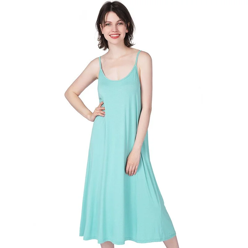 Plus Comfortable Cotton Long Spaghetti Strap Nightgown