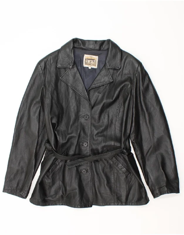 ANTICA PELLERIA Womens Leather Jacket UK 18 XL Black Leather