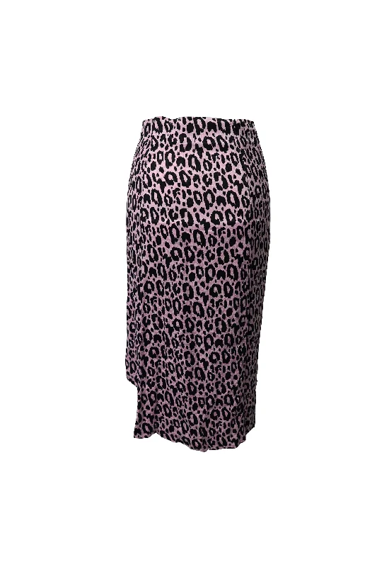 Maje Jipanta Leopard Print Front Slit Skirt in Pink Cupro