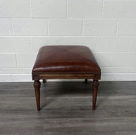 Square Leather Ottoman