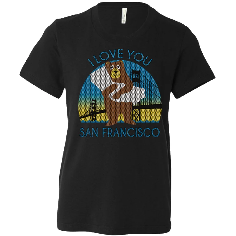 I Love You SF Knit Style Bear Asst Colors Youth T-Shirt/tee