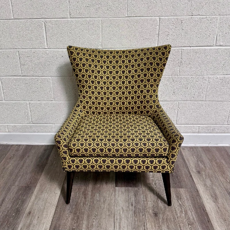 Brown & Gold Upholstered Club Chair