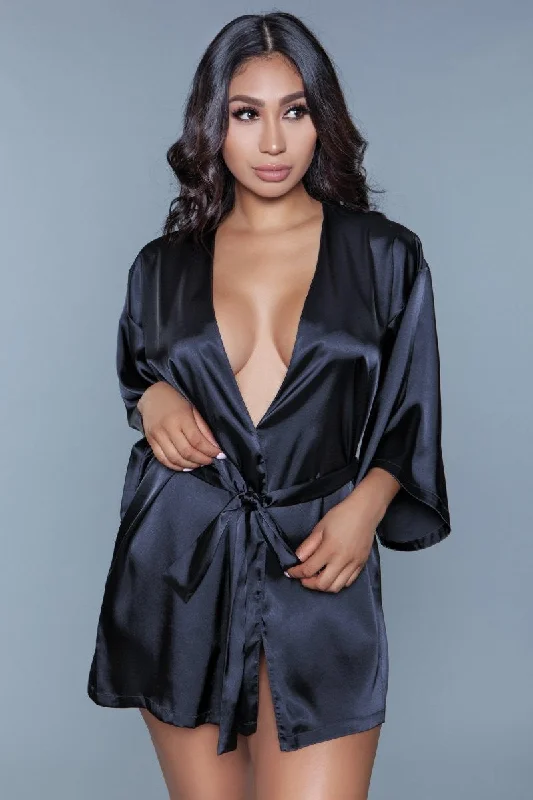 Amora Satan Lace Short Robe