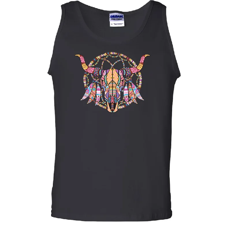 Cow Skull Mosaic Asst Colors Tank Top