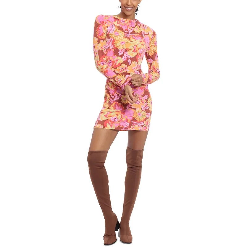 Donna Morgan Womens Printed Gathered Bodycon Dress