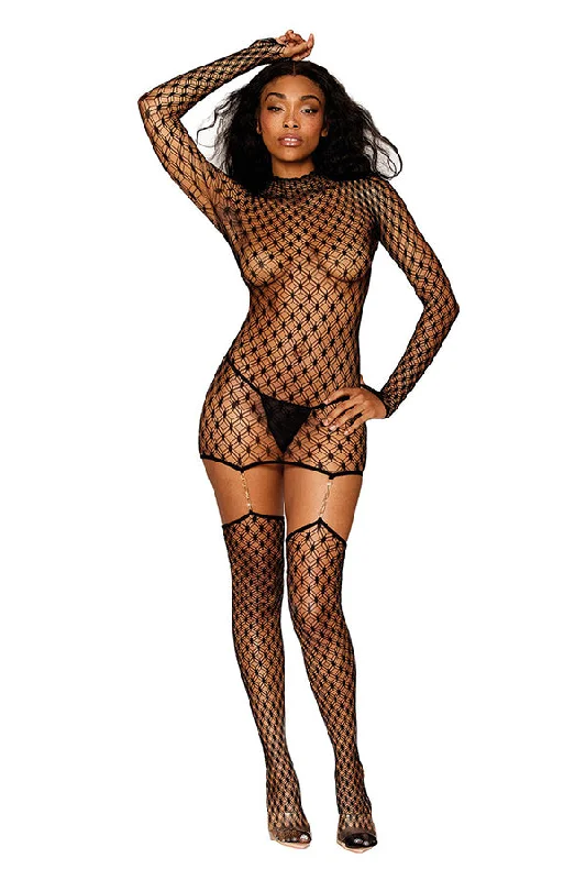 Geometric fence net garter dress