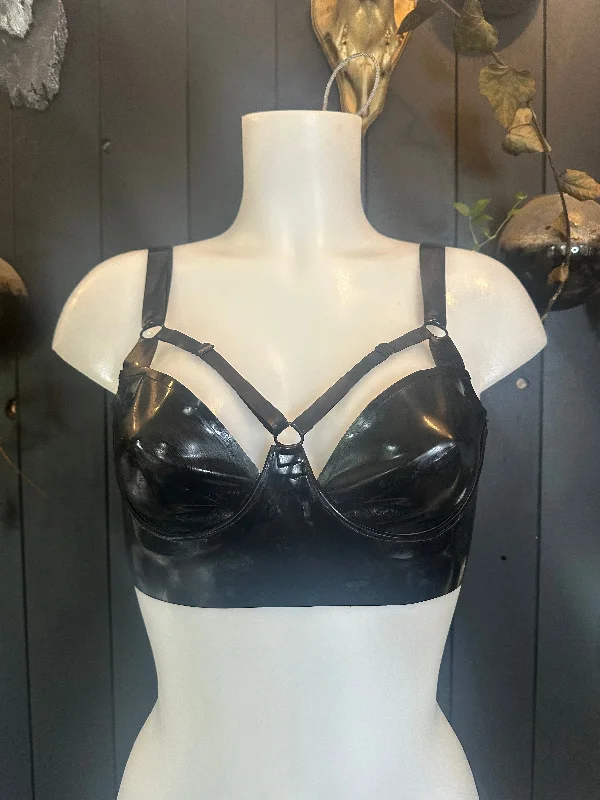 Latex harness bra sample size S