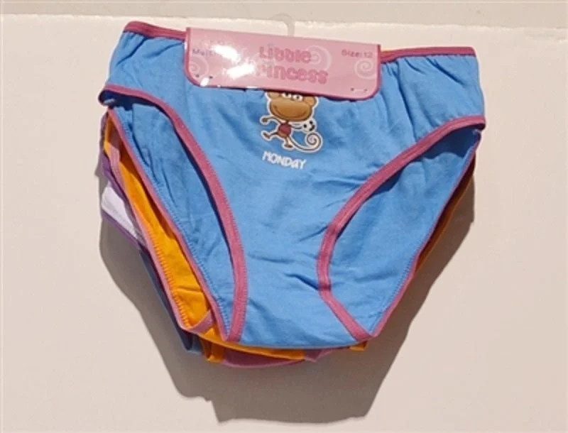 Kid's 7 Days of the Week Panties with Monkey Cartoon