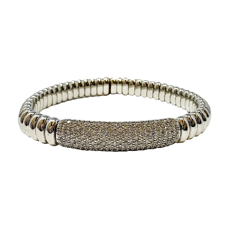 New Hulchi Belluni 18K White Gold Diamond Stretch Bracelet