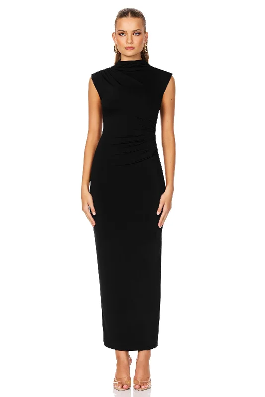 Nookie Olivia High Neck Midi Dress - Black