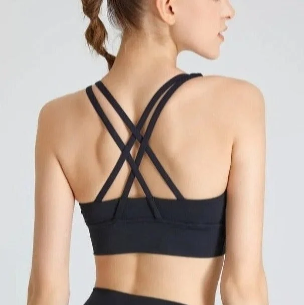 Strappy Halter Back Soft Sports Bra