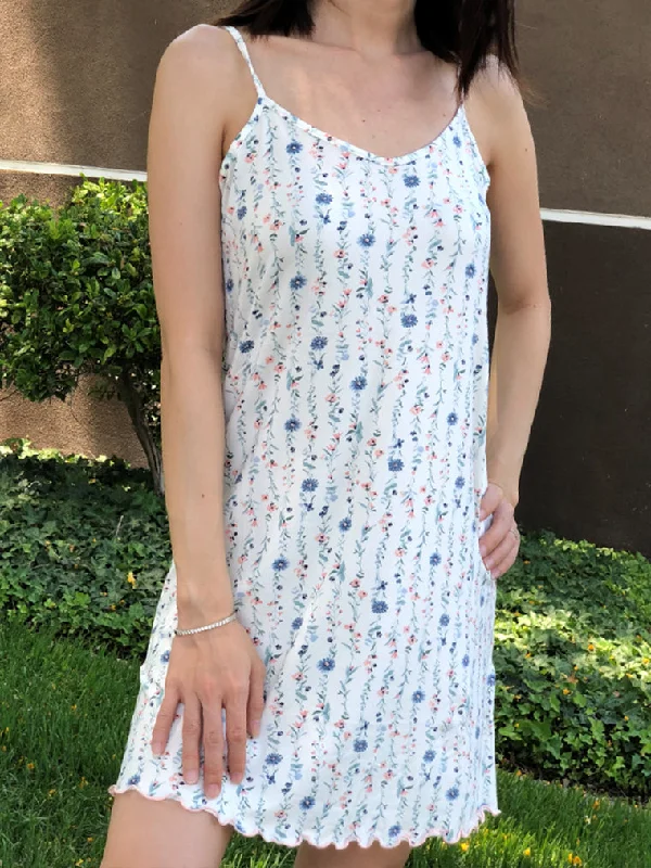 White Floral Print Nightie