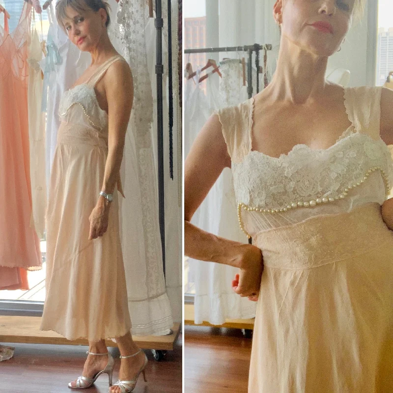 Chiffon Pearls Nightgown - 20s - Bridal