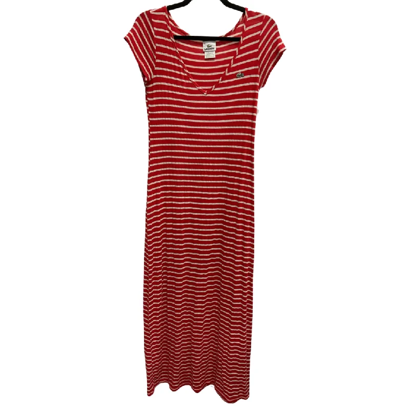 Dress Casual Maxi By Lacoste In Red & Tan, Size: S