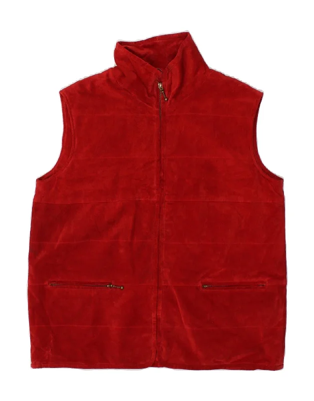 YUPPIE Womens Suede Gilet EU 40/42 Large Red Leather