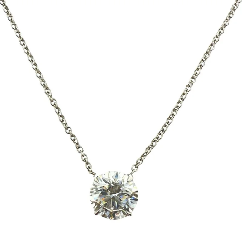 14K White Gold Lab Grown 2.08 ct Diamond Pendant  Necklace