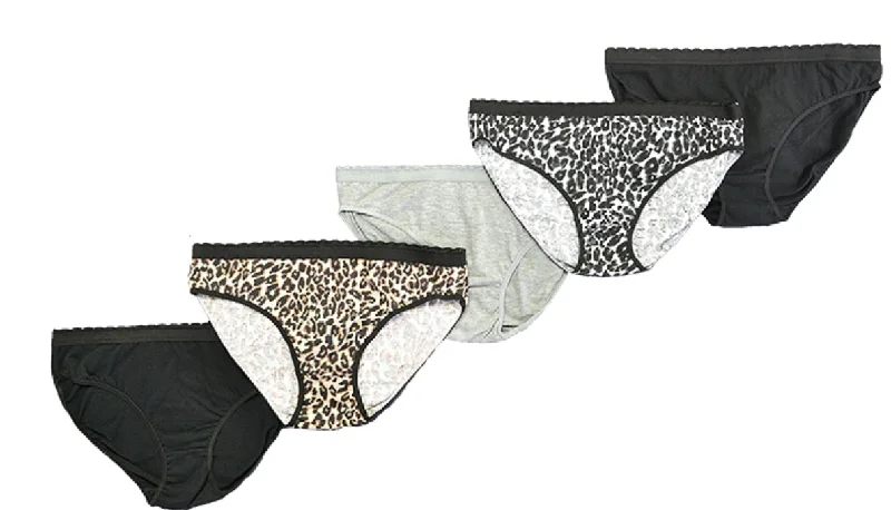 5pack Womens Cotton Panties Lingerie Underwear - Natural Leopard