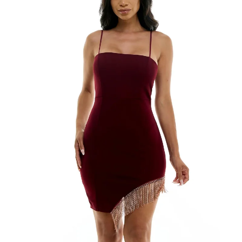 Emerald Sundae Womens Juniors Fringe  Bodycon Dress