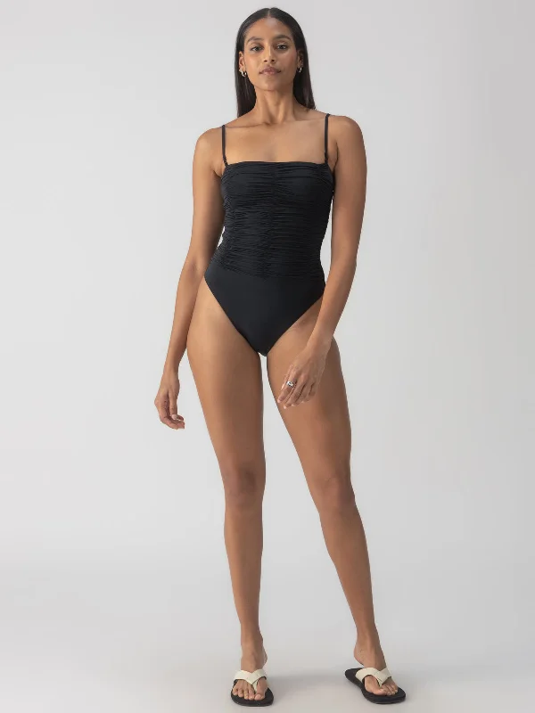 Beach Goddess Excess Shirr Banded Mio One-Piece Black