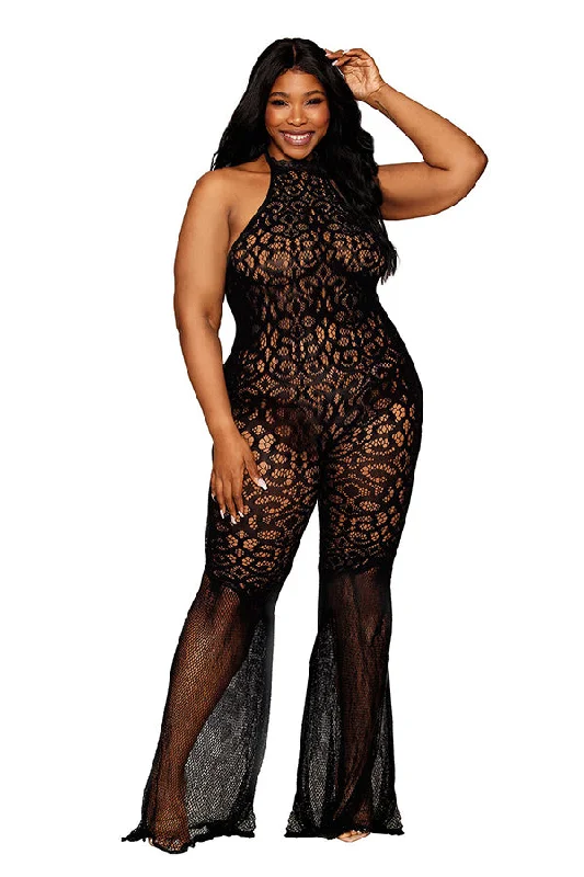 Seamless crochet lace bodystocking