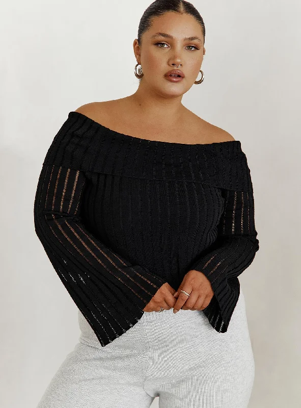 Sorrel Off The Shoulder Top Black Curve