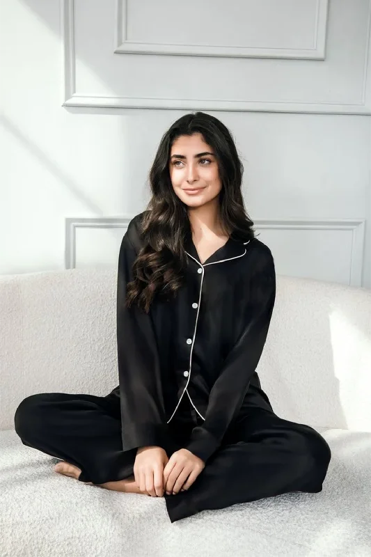 Black Silk Pj Set