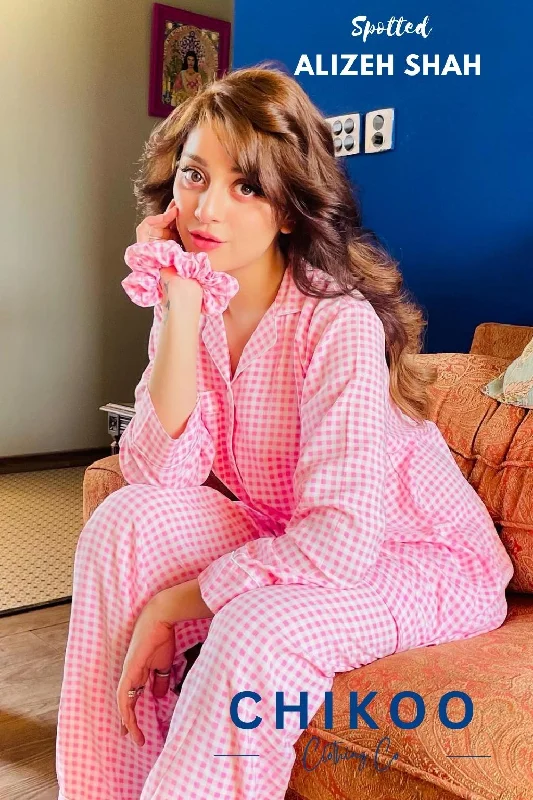 Light Pink Check PJ Set