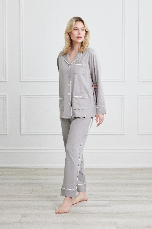 KIP Luxe Stretch Cotton Pajama Set in Haze