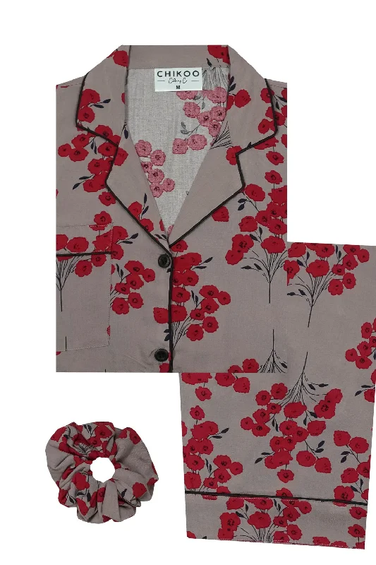 Red Flowers Pj Set