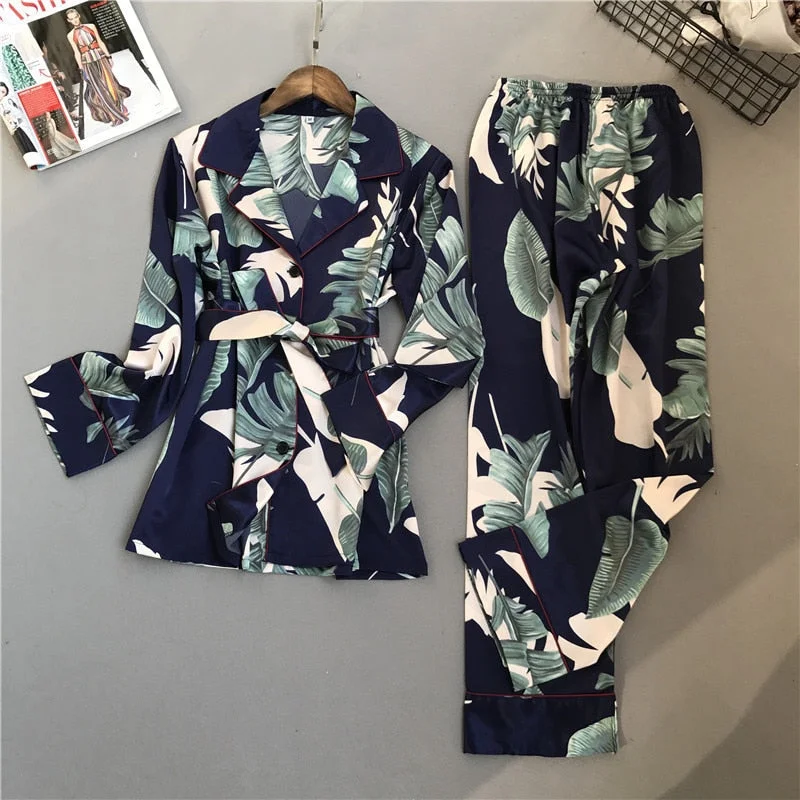 Spring Printing Pattern Women Pajama Set